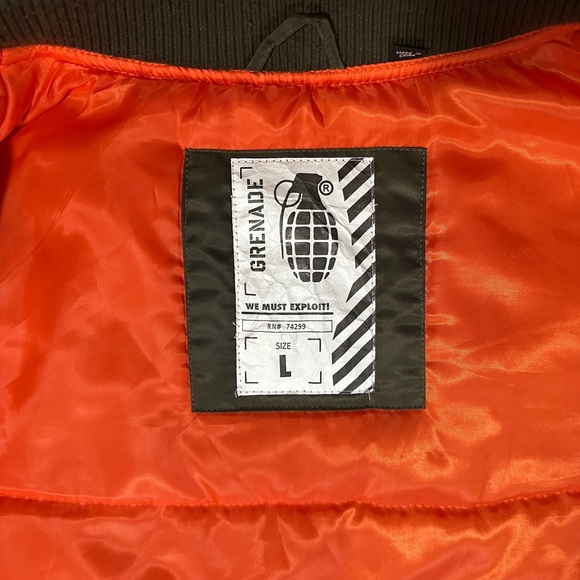 Grenade Olive Bomber Jacket with Tiger and Snake Patches - Picture 4 of 7